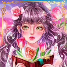 Load image into Gallery viewer, Flowers Girl (40*40CM) 11CT 3 Stamped Cross Stitch
