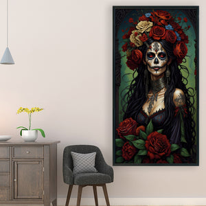 Flower Skull Woman (40*70CM) 11CT 3 Stamped Cross Stitch