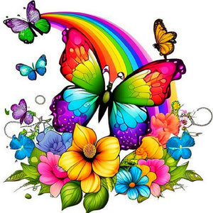 Rainbow Butterfly 30*30CM(Canvas) Full Round Drill Diamond Painting