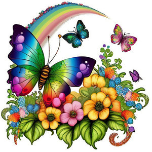 Rainbow Butterfly 30*30CM(Canvas) Full Round Drill Diamond Painting