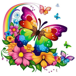 Rainbow Butterfly 30*30CM(Canvas) Full Round Drill Diamond Painting