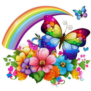 Rainbow Butterfly 30*30CM(Canvas) Full Round Drill Diamond Painting
