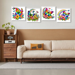 Rainbow Butterfly 30*30CM(Canvas) Full Round Drill Diamond Painting