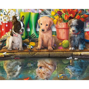 Puppy Party 50*40CM(Canvas) Full Square Drill Diamond Painting