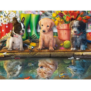 Puppy Party 50*40CM(Canvas) Full Round Drill Diamond Painting