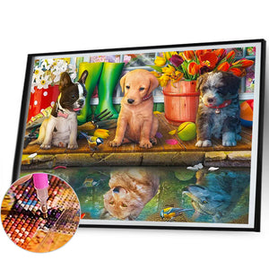 Puppy Party 50*40CM(Canvas) Full Round Drill Diamond Painting
