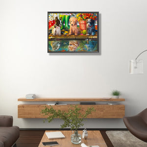Puppy Party 50*40CM(Canvas) Full Round Drill Diamond Painting