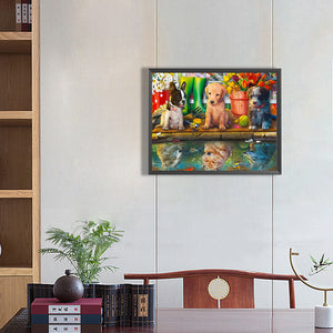 Puppy Party 50*40CM(Canvas) Full Round Drill Diamond Painting