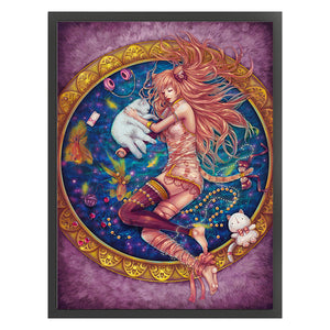 Girl And Cat (40*55CM) 11CT 3 Stamped Cross Stitch