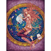 Load image into Gallery viewer, Girl And Cat (40*55CM) 11CT 3 Stamped Cross Stitch

