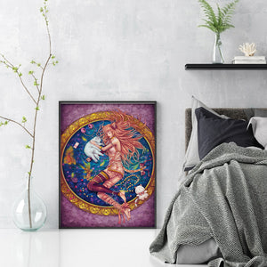 Girl And Cat (40*55CM) 11CT 3 Stamped Cross Stitch