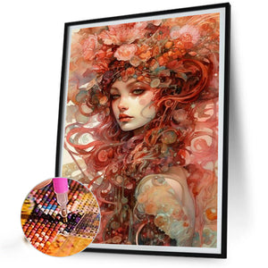 Flower Painted Girl 40*50CM(Canvas) Full Round Drill Diamond Painting