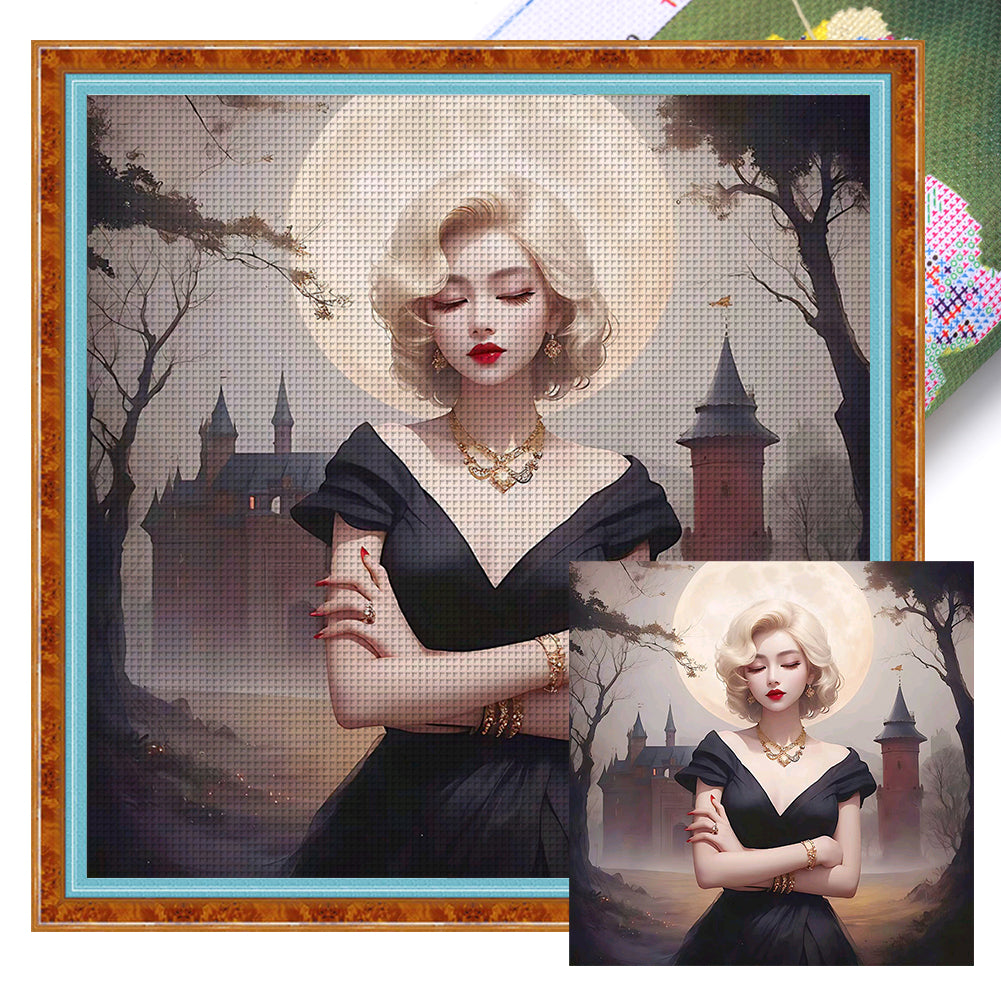 Short Blonde Beauty (50*50CM) 11CT 3 Stamped Cross Stitch