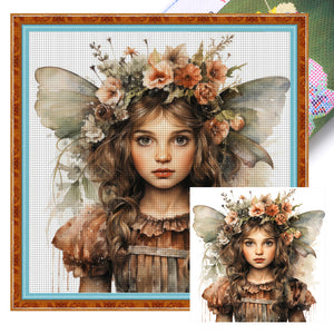 Butterfly Girl (50*50CM) 11CT 3 Stamped Cross Stitch