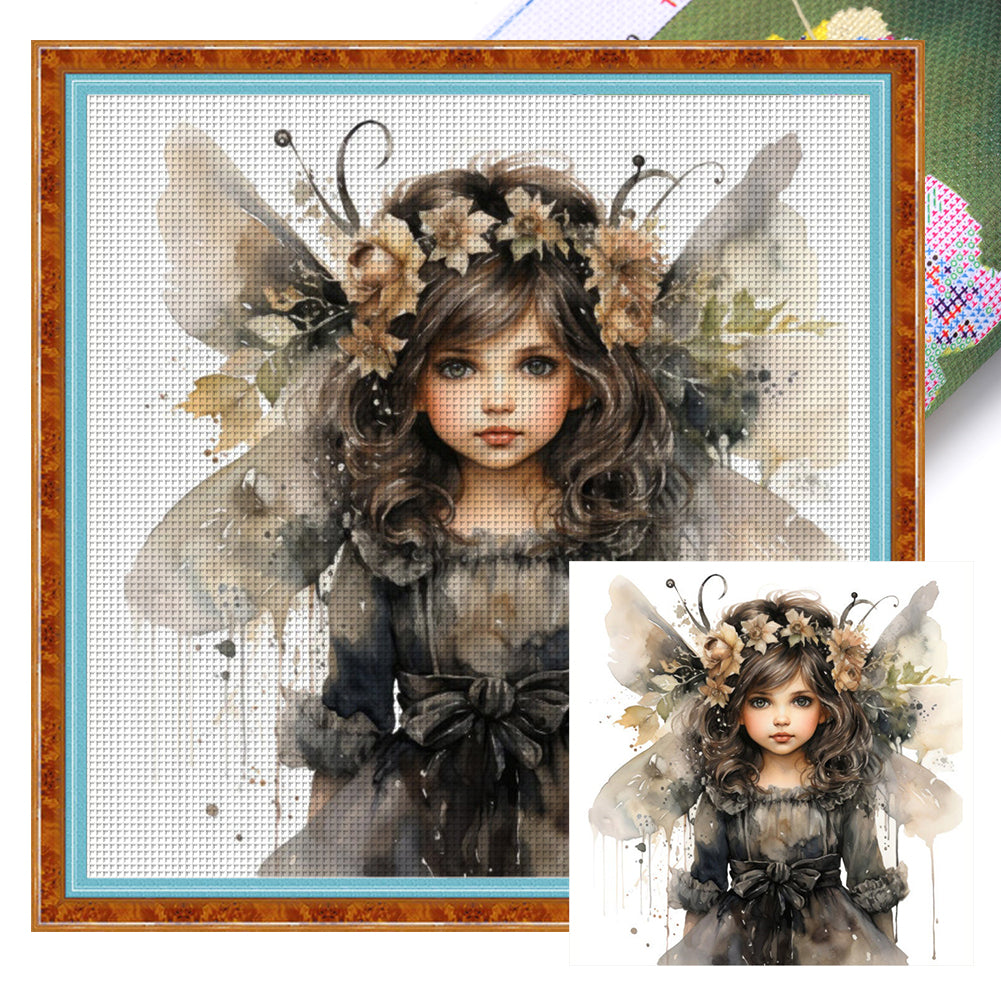 Butterfly Girl (50*50CM) 11CT 3 Stamped Cross Stitch