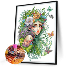 Load image into Gallery viewer, Girl With Butterfly 30*40CM Partial Special Shaped Drill Diamond Painting
