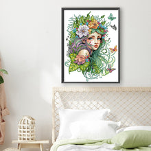 Load image into Gallery viewer, Girl With Butterfly 30*40CM Partial Special Shaped Drill Diamond Painting
