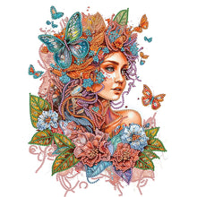 Load image into Gallery viewer, Girl Flower Butterfly 30*40CM Partial Special Shaped Drill Diamond Painting
