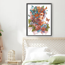 Load image into Gallery viewer, Girl Flower Butterfly 30*40CM Partial Special Shaped Drill Diamond Painting

