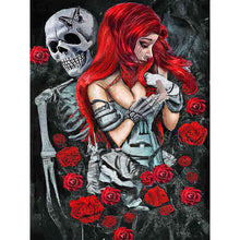 Load image into Gallery viewer, Girl Rose Skull 30*40CM Full Round Drill Diamond Painting
