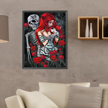 Load image into Gallery viewer, Girl Rose Skull 30*40CM Full Round Drill Diamond Painting
