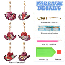 Load image into Gallery viewer, 6PCS Double Sided Special Shape Diamond Painting Keychain (Vintage Cowboy Hat)
