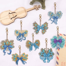 Load image into Gallery viewer, 6PCS Double Sided Special Shape Diamond Painting Keychain (Peacock Bow)

