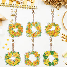 Load image into Gallery viewer, 6PCS Double Sided Special Shape Diamond Painting Keychain (Yellow Garland)
