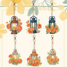 Load image into Gallery viewer, 6PCS Double Sided Special Shape Diamond Painting Keychain (Flower Night Light)
