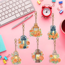Load image into Gallery viewer, 6PCS Double Sided Special Shape Diamond Painting Keychain (Flower Night Light)
