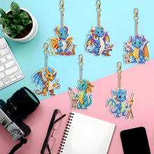 Load image into Gallery viewer, 6PCS Double Sided Special Shape Diamond Painting Keychain (Dragons of Painting)
