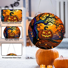 Load image into Gallery viewer, Suncatcher Double Sided Jack O Lantern Diamond Painting Hanging Decor with Chain

