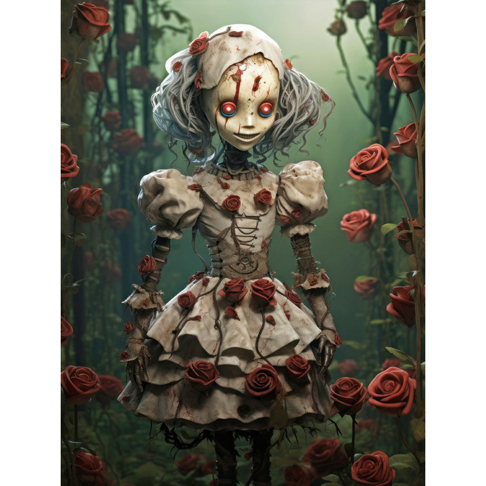 Halloween Skull Doll 30*40CM Full Round Drill Diamond Painting