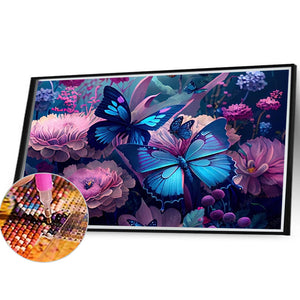 Blue Butterfly 40*30CM Full Round Drill Diamond Painting