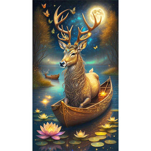 Deer On The Boat 40*70CM Full Round Drill Diamond Painting