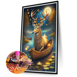 Deer On The Boat 40*70CM Full Round Drill Diamond Painting