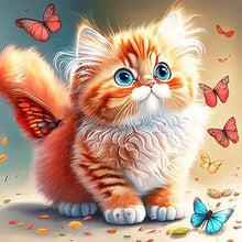 Load image into Gallery viewer, Butterfly And Kitten 30*30CM Full Round Drill Diamond Painting
