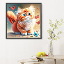 Load image into Gallery viewer, Butterfly And Kitten 30*30CM Full Round Drill Diamond Painting
