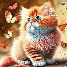 Load image into Gallery viewer, Butterfly And Kitten 30*30CM Full Round Drill Diamond Painting

