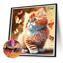 Load image into Gallery viewer, Butterfly And Kitten 30*30CM Full Round Drill Diamond Painting
