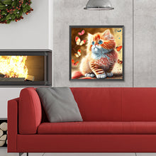 Load image into Gallery viewer, Butterfly And Kitten 30*30CM Full Round Drill Diamond Painting
