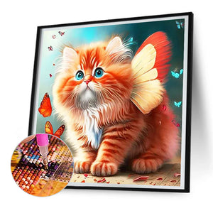 Butterfly And Kitten 30*30CM Full Round Drill Diamond Painting