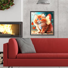 Load image into Gallery viewer, Butterfly And Kitten 30*30CM Full Round Drill Diamond Painting
