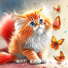 Load image into Gallery viewer, Butterfly And Kitten 30*30CM Full Round Drill Diamond Painting
