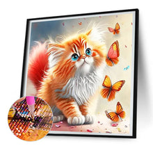 Load image into Gallery viewer, Butterfly And Kitten 30*30CM Full Round Drill Diamond Painting

