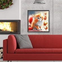 Load image into Gallery viewer, Butterfly And Kitten 30*30CM Full Round Drill Diamond Painting
