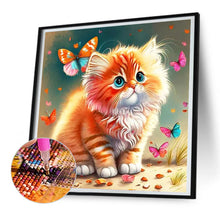 Load image into Gallery viewer, Butterfly And Kitten 30*30CM Full Round Drill Diamond Painting
