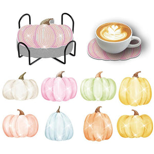 8PCS Acrylic Special Shape Diamond Painting Coasters Kits for Adults (Pumpkins)