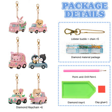 Load image into Gallery viewer, 6 PCS Double Sided Special Shape Rhinestone Painting Keychain Pendant Bear Puppy
