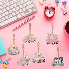 Load image into Gallery viewer, 6 PCS Double Sided Special Shape Rhinestone Painting Keychain Pendant Bear Puppy
